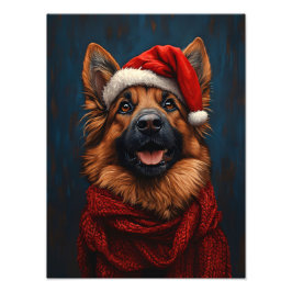 Foto Pastor Alemão com um Chapéu de Papai Noel