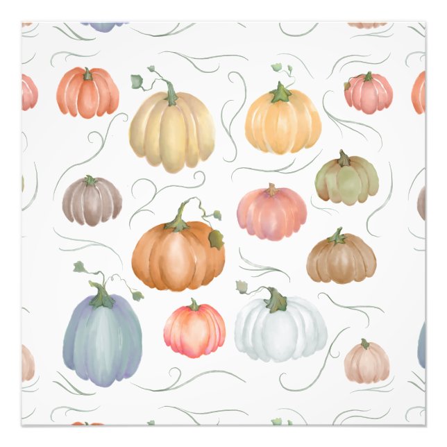 Foto Patch de Abóbora Colorida de Aquarela (Frente)