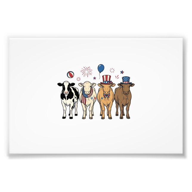 Foto Patriotic Cow Lineup Vintage Vector Shirt Design_1 (Frente)