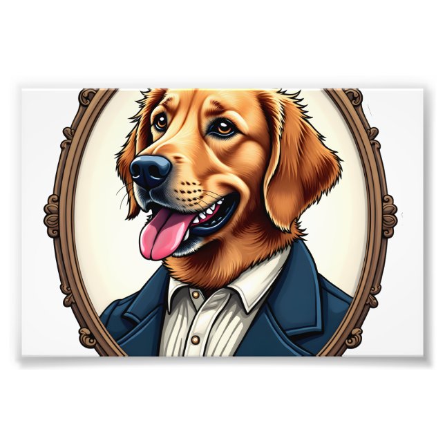 Foto Patriotic Golden Retriever Portrait Vintage Tee (Frente)