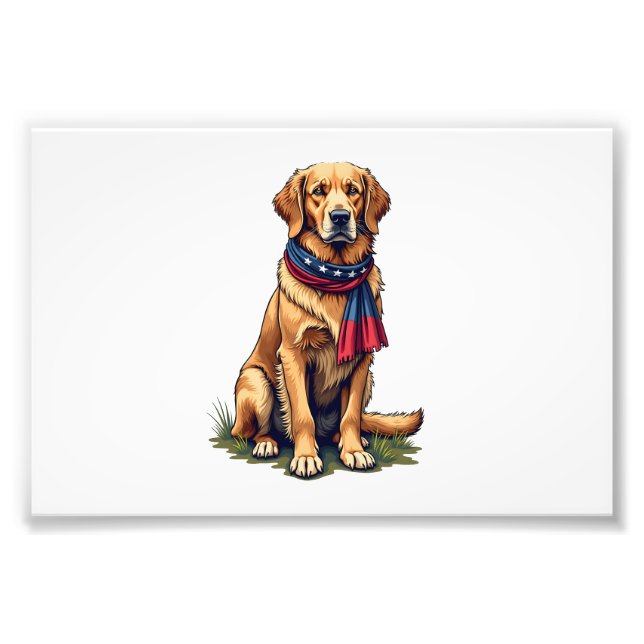 Foto Patriotic Hunting Golden Retriever Vintage Tee 4 (Frente)