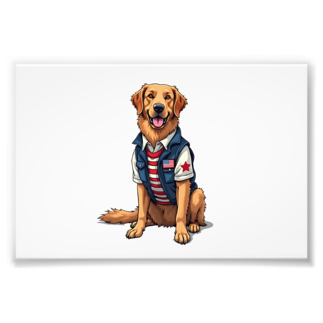 Foto Patriotic Service Dog Golden Retriever Shirt 4 (Frente)
