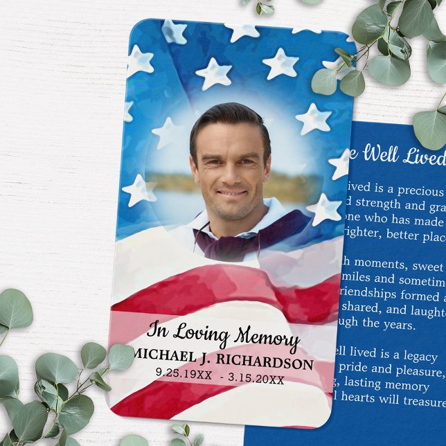Foto Patriótica American Flag Funeral Prayer Card (Criador carregado)