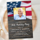 Foto Patriótica de Orçamento Bandeira Americana Bi<br><div class="desc">CONVITES DE ANIVERSÁRIO da bandeira americana. Convide amigos e família para a sua celebração patriótica de aniversário com estes convites modernos da bandeira americana. Personalize este convite da bandeira americana com seu evento, foto, nome e detalhes da festa. Este convite à bandeira americana também é perfeito para a aposentadoria militar,...</div>
