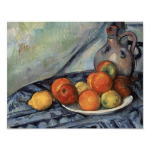 Foto Paul Cezanne - Fruta e um Jug em uma Mesa