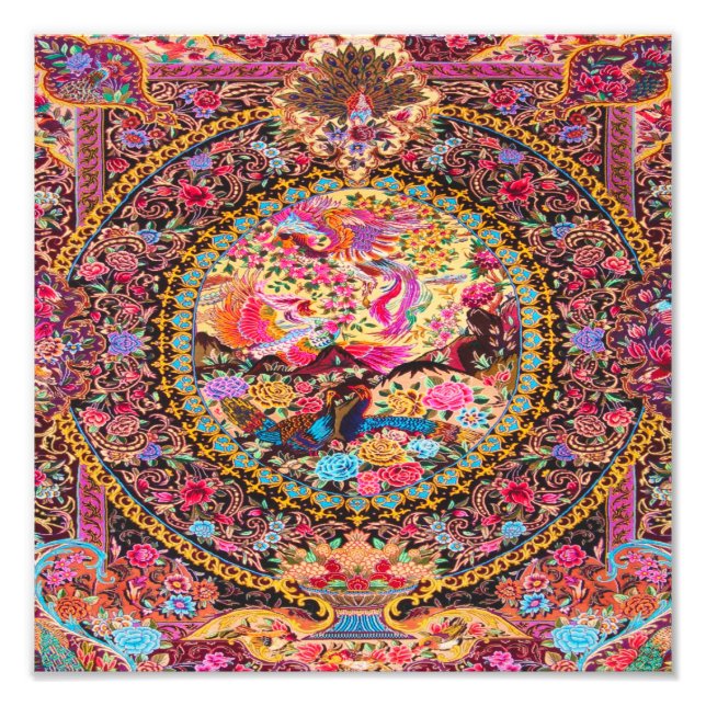 Foto Pavão Azul Pérsico, Dourado, Rosa, Flor Persa (Frente)