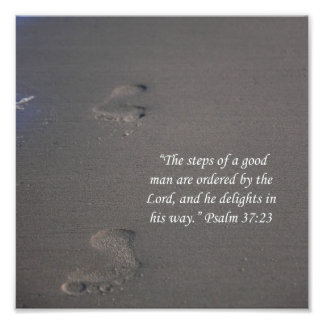 Foto Pegadas no Sand Psalms 37:23 Scripture Impressão