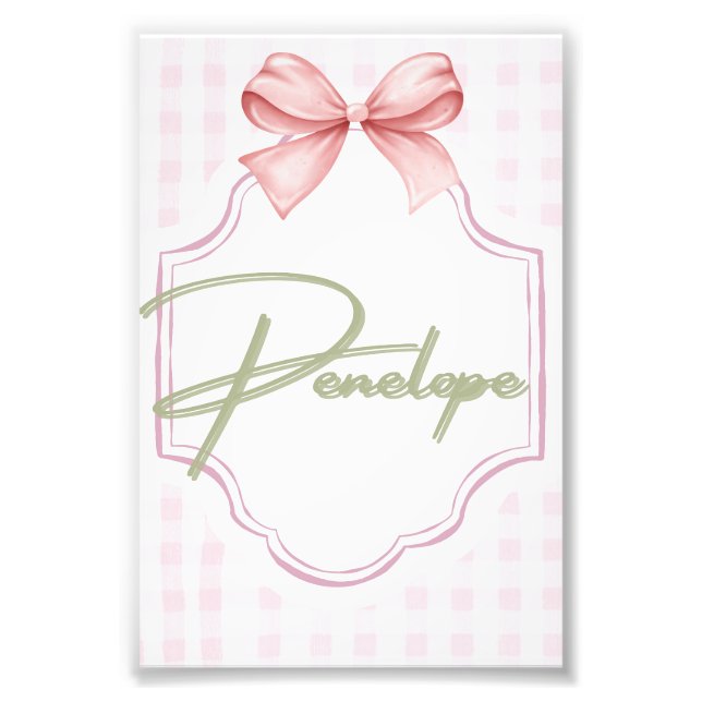 Foto Penelope Baby Girl Personalizado Gingham (Frente)