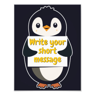 Foto Penguin illustration holding customizable sign