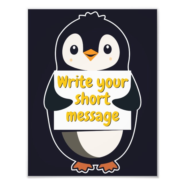 Foto Penguin illustration holding customizable sign (Frente)