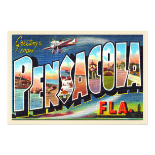 Foto Pensacola Florida FL Vintage - Letra grande postal