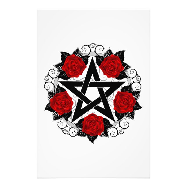 Foto Pentagrama com Rosas vermelhas (Frente)