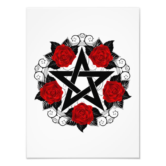 Foto Pentagrama com Rosas vermelhas (Frente)