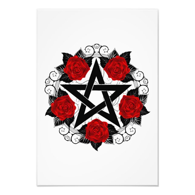 Foto Pentagrama com Rosas vermelhas (Frente)