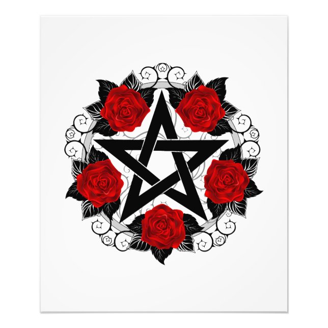 Foto Pentagrama com Rosas vermelhas (Frente)