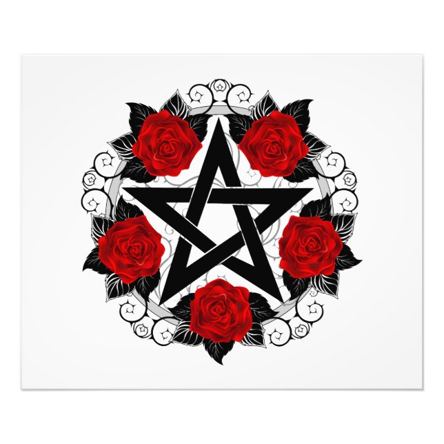 Foto Pentagrama com Rosas vermelhas (Frente)