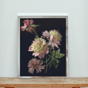Foto Pêonias rosa e amarelas em preto