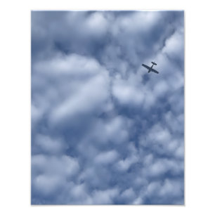 Foto Pequeno Avião Voando Céu Azul Nublado Impressão Fo