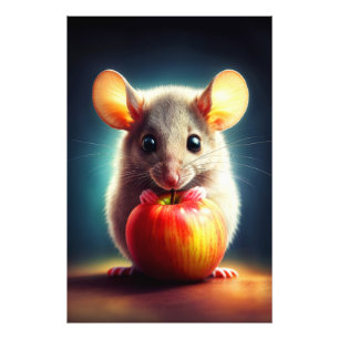 Foto Pequeno roedor adorável segurando maçã vermelha fe