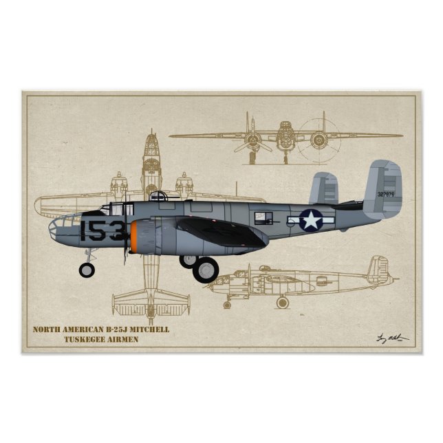 Foto Perfil Art B-25 Mitchell Tuskegee Airmen (Frente)