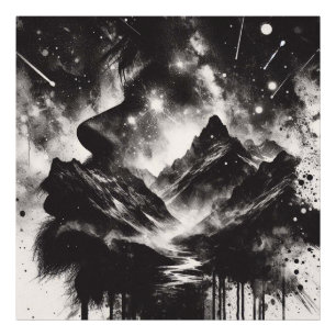 Foto Perfil do Homem de Exposição Dupla com o Mountain
