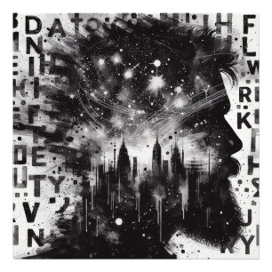 Foto Perfil do Homem de Exposição Dupla com o Skyline d