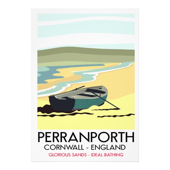 Foto Perranporth Cornwall poster de viagens. (Frente)