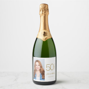 Foto Personalizada 50º Aniversário Dourado Branco 
