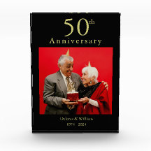 Foto personalizada aniversário 50º preto e dourado