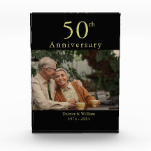 Foto personalizada aniversário 50º preto e dourado