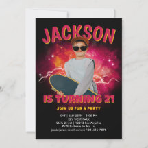 Foto Personalizada Anos 90 Convite de Aniversário 