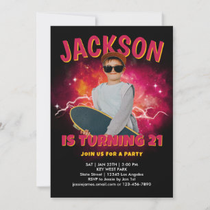 Foto Personalizada Anos 90 Convite de Aniversário