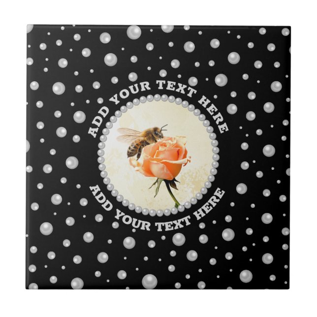 Foto Personalizada com Círculo de Pérolas em Preto (Frente)