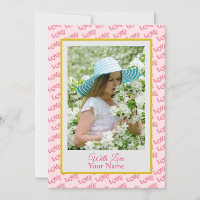 Foto Personalizada Com Corações De Amor Rosa (Frente)