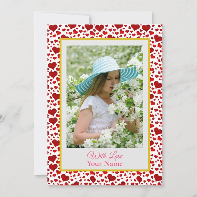 Foto Personalizada Com Corações De Amor Rosa (Frente)