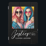 Foto personalizada de Bestimento Branco Preto Mode<br><div class="desc">Este moderno cobrir fotográfico pro pad para melhores amigos apresenta uma foto para você mudar para si mesmo em um simples fundo preto com o título "Bestie" e seus nomes para personalizar em um roteiro branco. Imagens de marcador de posição geradas com AI.</div>