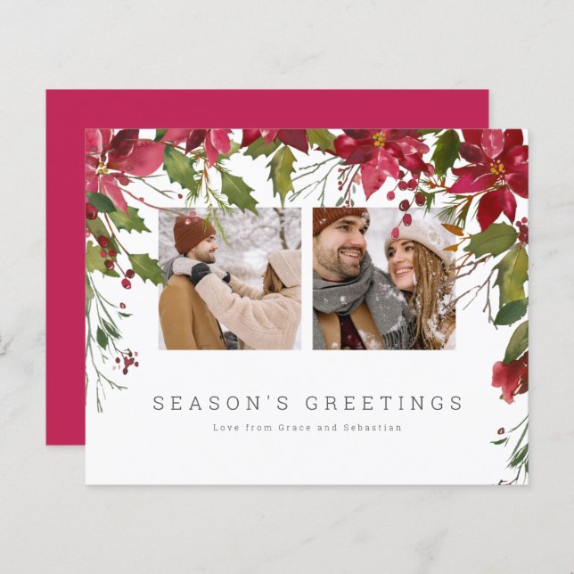 Foto personalizada de Poinsettia de Natal BUDGET (Frente/Verso)