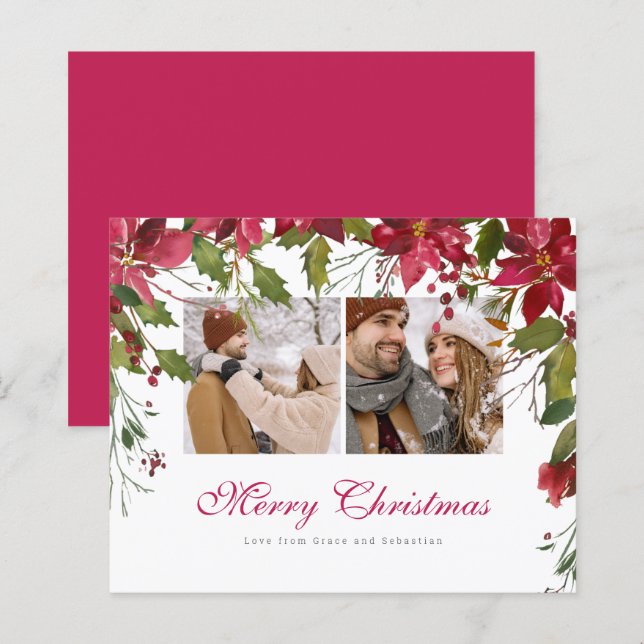 Foto personalizada de Poinsettia de Natal BUDGET (Frente/Verso)