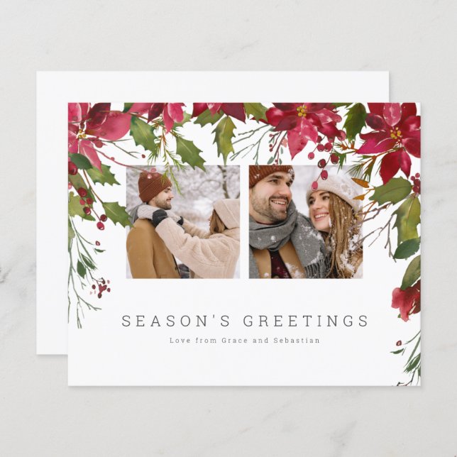 Foto personalizada de Poinsettia de Natal BUDGET (Frente/Verso)