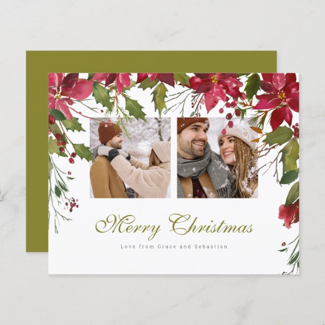 Foto personalizada de Poinsettia de Natal BUDGET (Frente/Verso)