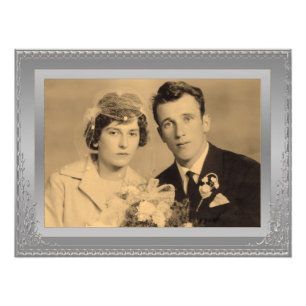 Foto personalizada de quadro de borda prateada ele