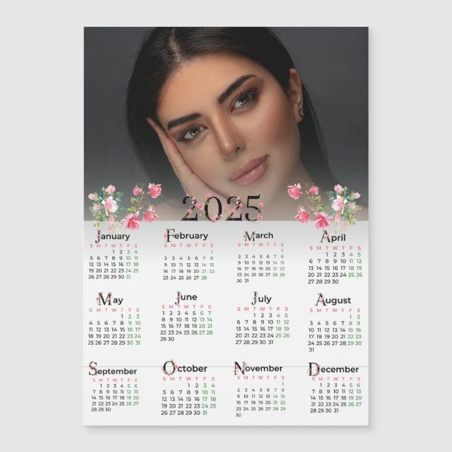 Foto Personalizada Do Calendário Floral Rosa 2025 (Frente)