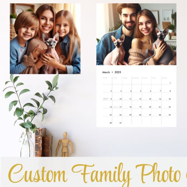 Foto Personalizada do Calendário Sphynx Kitten 202 (2026 Personalize Sphynx Cats Family Photo Calendar)