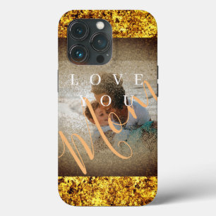 Foto Personalizada Dourada Glitter Te Ama Mãe