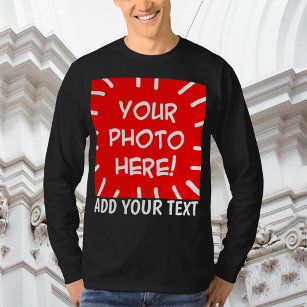 Foto personalizada e camisa de manga longa de text