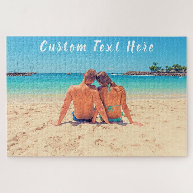 Foto personalizada e Quebra-cabeça de texto Design (Horizontal)