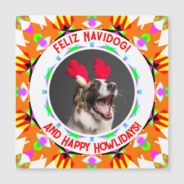 Foto personalizada Feliz Natal Cachorro Mãe Magnet (Frente)