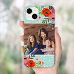 Foto Personalizada Floral e Pontos Brilhante<br><div class="desc">Capa de telefone impressa personalizada personalizada com sua foto. Este design giro giro apresenta uma borda floral colorida em volta de sua foto e fundo de abstrato. Use as ferramentas de design para escolher qualquer cor de fundo, adicionar mais fotos e texto e criar uma única capa de telefone de...</div>