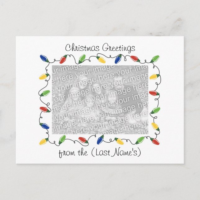 Foto personalizada - Luzes de Natal com cartão de  (Frente)