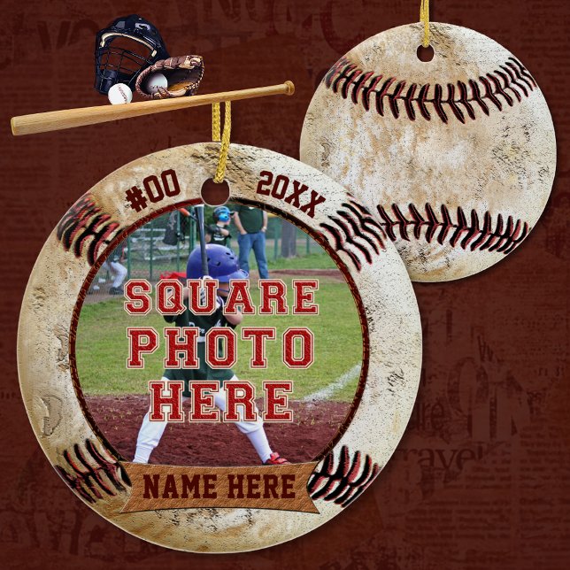 FOTO Personalizada Nome dos Ornamentos do Baseball (Senior baseball gift ideas. Personalized gifts for baseball seniors. Baseball senior night ideas.)